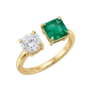 Emerald & Diamond Open Ring