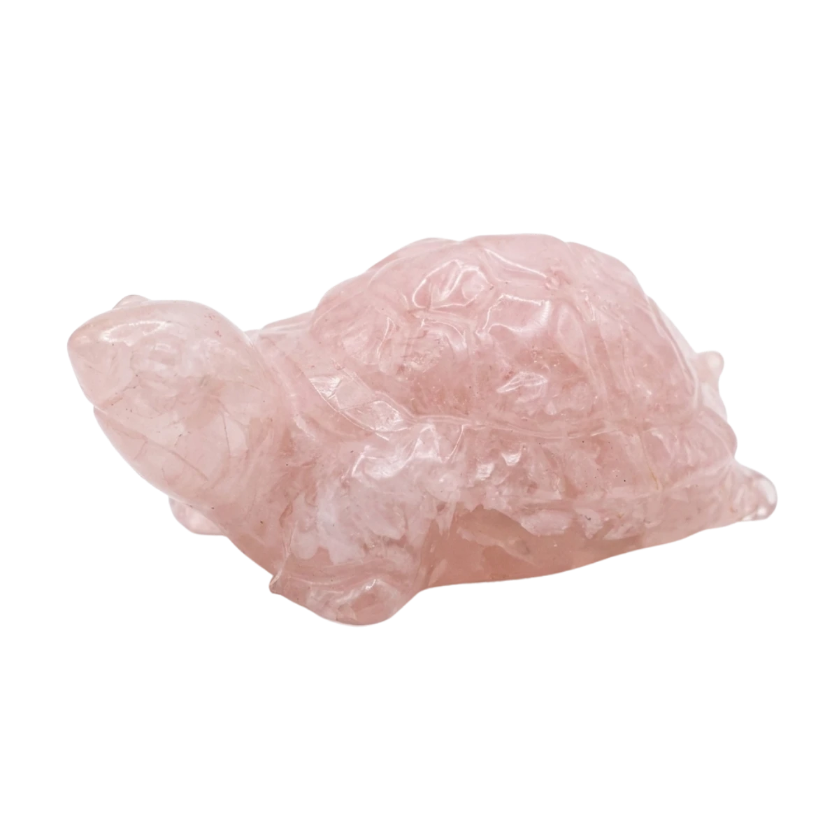 Hand-Carved Natural Rose Quartz Crystal Turtle